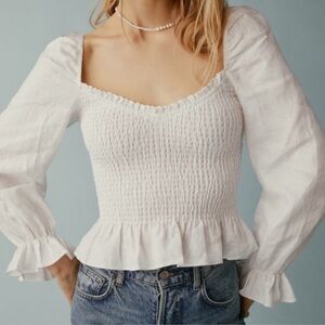 Reformation - Cambria Linen Top - Size Medium - White - 100% Linen